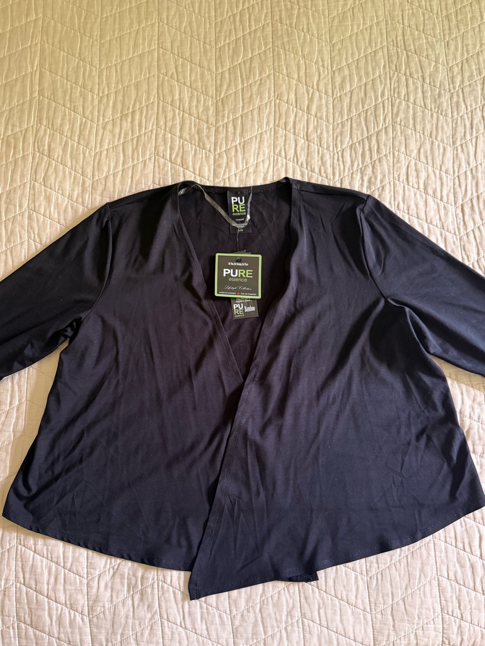 Pure Essence Black Open-Front Lightweight Cardigan